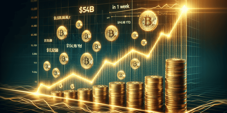 Crypto Boom: Bitcoin-Backed Funds Surpass $1B in a Week, Total Crypto Inflows Reach $14.9B YTD